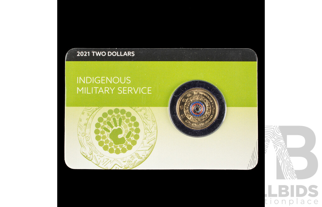 Australian 2021 $2 Coloured Coin, Indigenous Military Service.