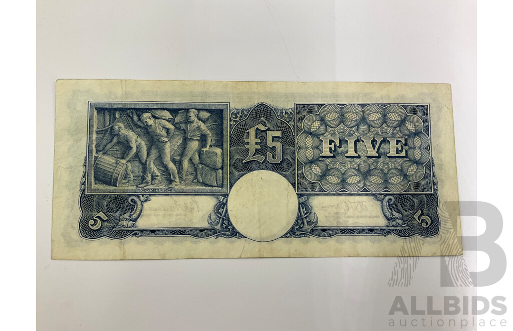 Australian 1941 Armitage McFarlane Five Pound Note R79 373243.
