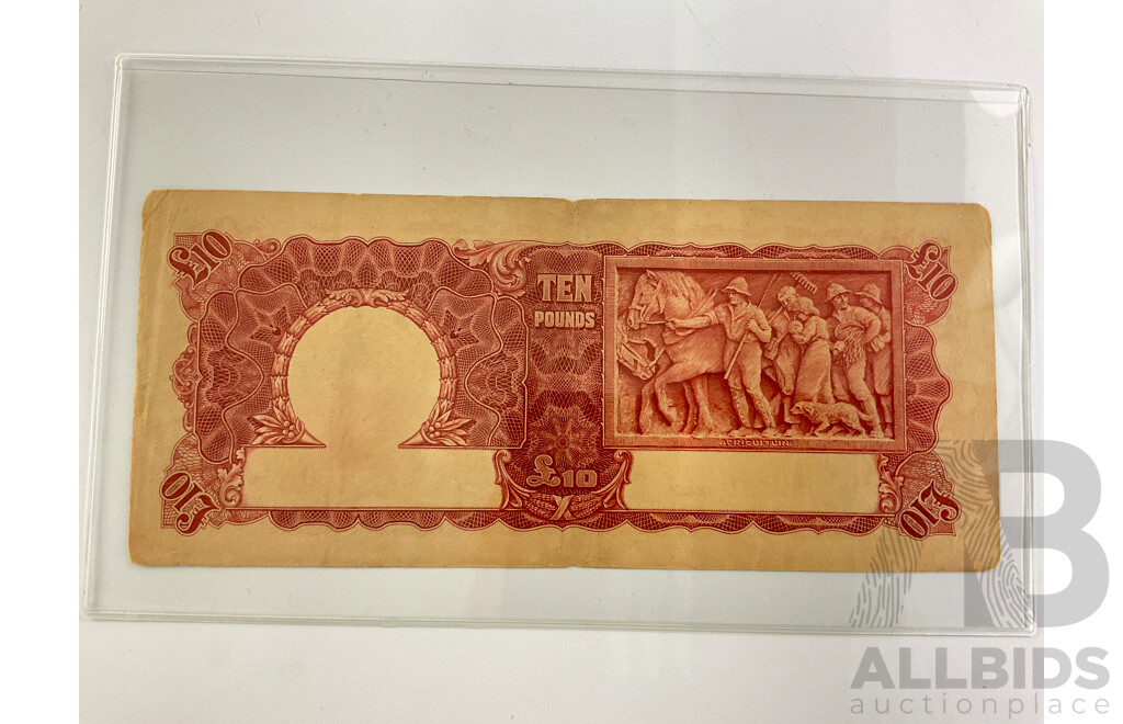 Australian 1943 Armitage McFarlane 10 Pound Note, V8 263282.