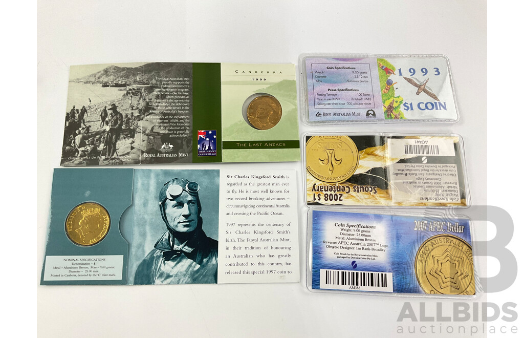 Four Australian Assorted $1 Commemorative Coins.