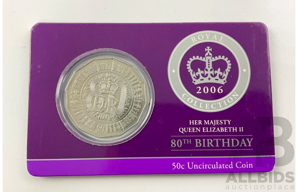 Australian RAM 2006 50c Coin. QE2 80th Birthday.