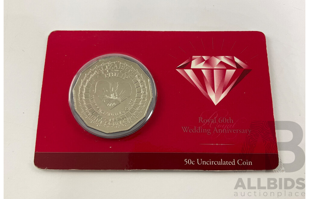 2007 RAM 50c Coin. QE2 60th Wedding Anniversary.