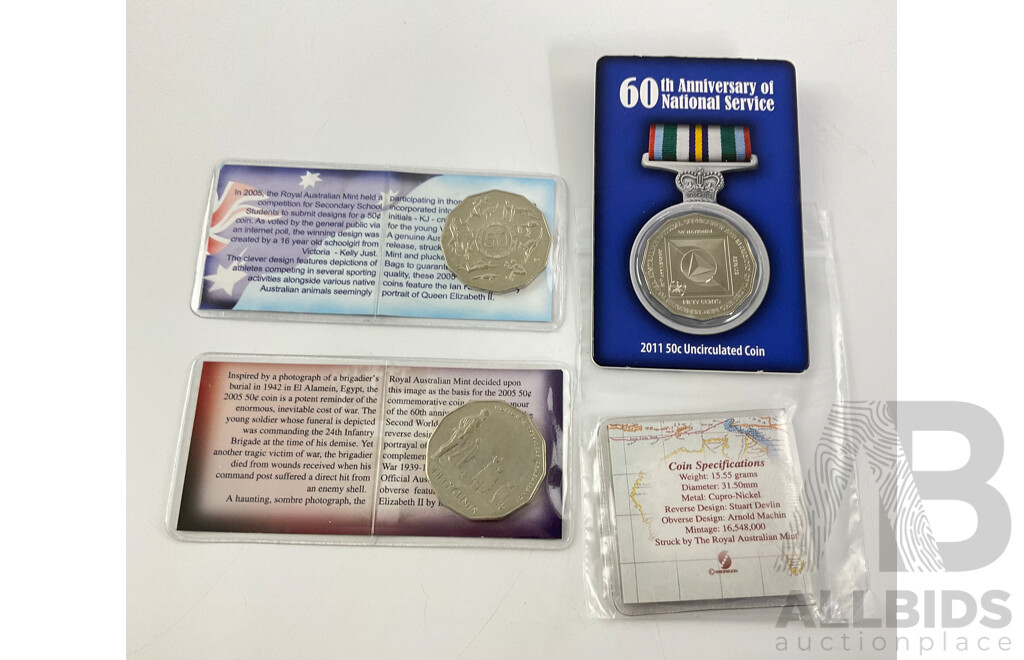 Four Australian Assorted 50c Commemorative Coins.