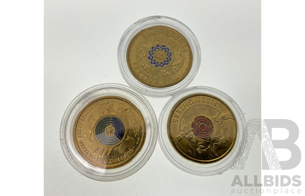 Three Australian Service Related UNC $2 Coins