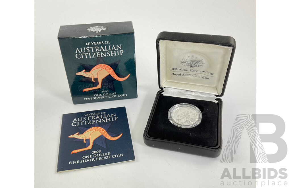 Australian RAM 2009 Fine PROOF Silver $1 Coin.60 Years Australian Citizenship.