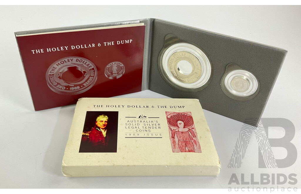 Australian Perth Mint 1989 Holey Dollar and Dump Silver Coins .925