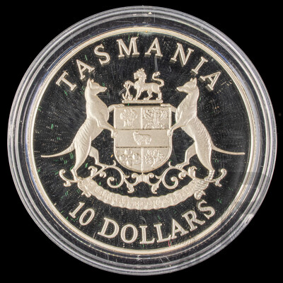 Australian 1991 $10 Silver PROOF Coin, State Series Tasmania.
