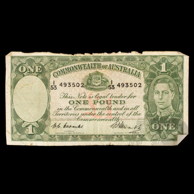 Australian 1949 Coombs Watt One Pound Note I53 493502