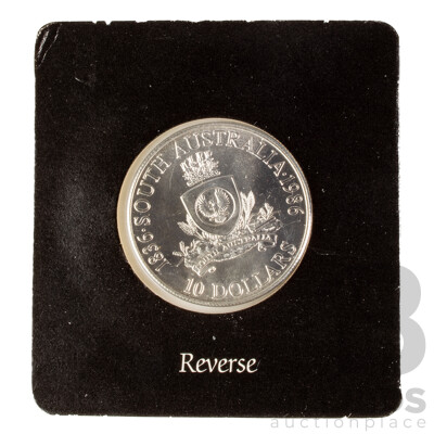 Australian 1986 SA State Coat of Arms $10 Silver Coin.