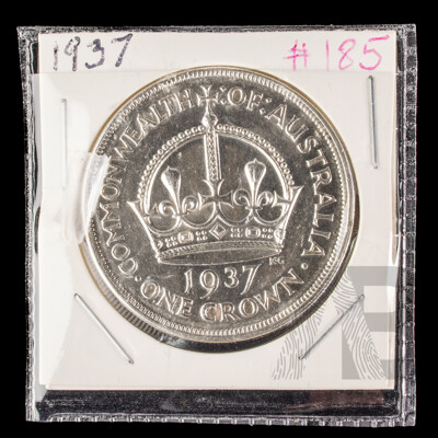 Australian 1937 Silver Crown, Downies Graded EF