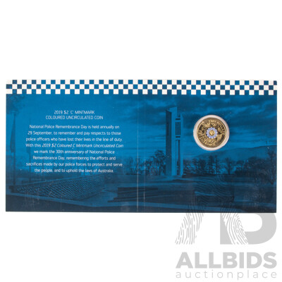 Australian 2019 $2 Coloured Coin, National Police Rememberance Day.