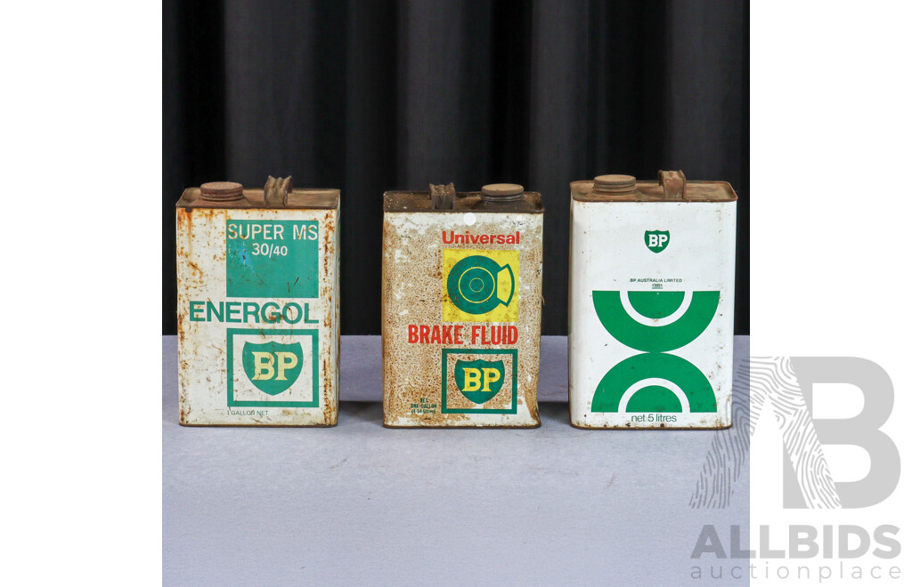 Set of Three Vintage BP Oil Tins