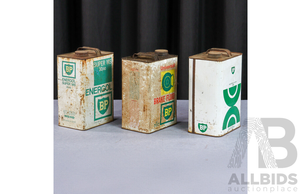 Set of Three Vintage BP Oil Tins