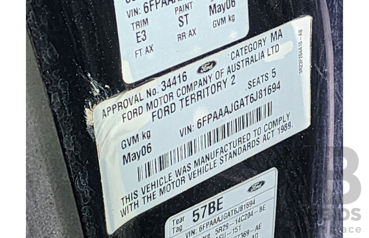 5/2006 Ford Territory GHIA (4x4) SY 4d Wagon Black 4.0L