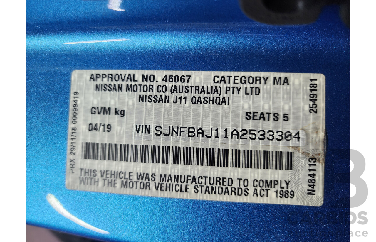 4/2019 Nissan Qashqai ST (4x2) J11 4d Wagon Blue 2.0L