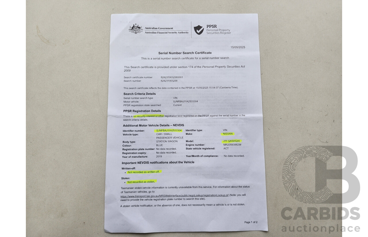 4/2019 Nissan Qashqai ST (4x2) J11 4d Wagon Blue 2.0L