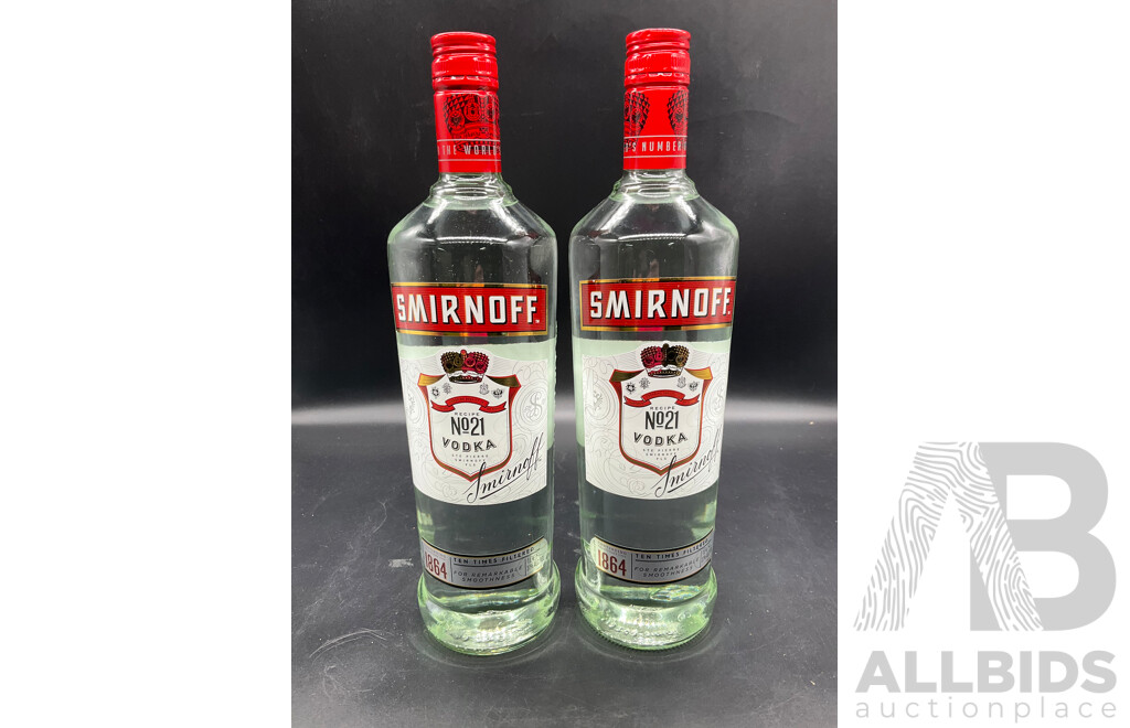 SMIRNOFF Vodka No21 1000ml - Lot of 2