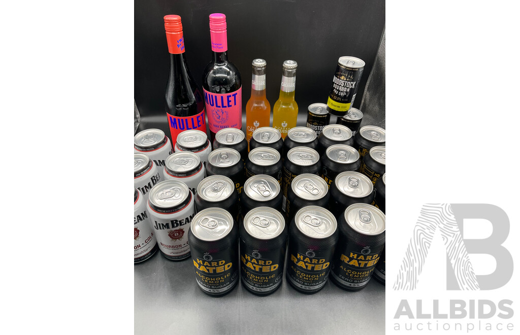 Assorted Premixed Alcoholic Drinks and Wines - Lot of 33