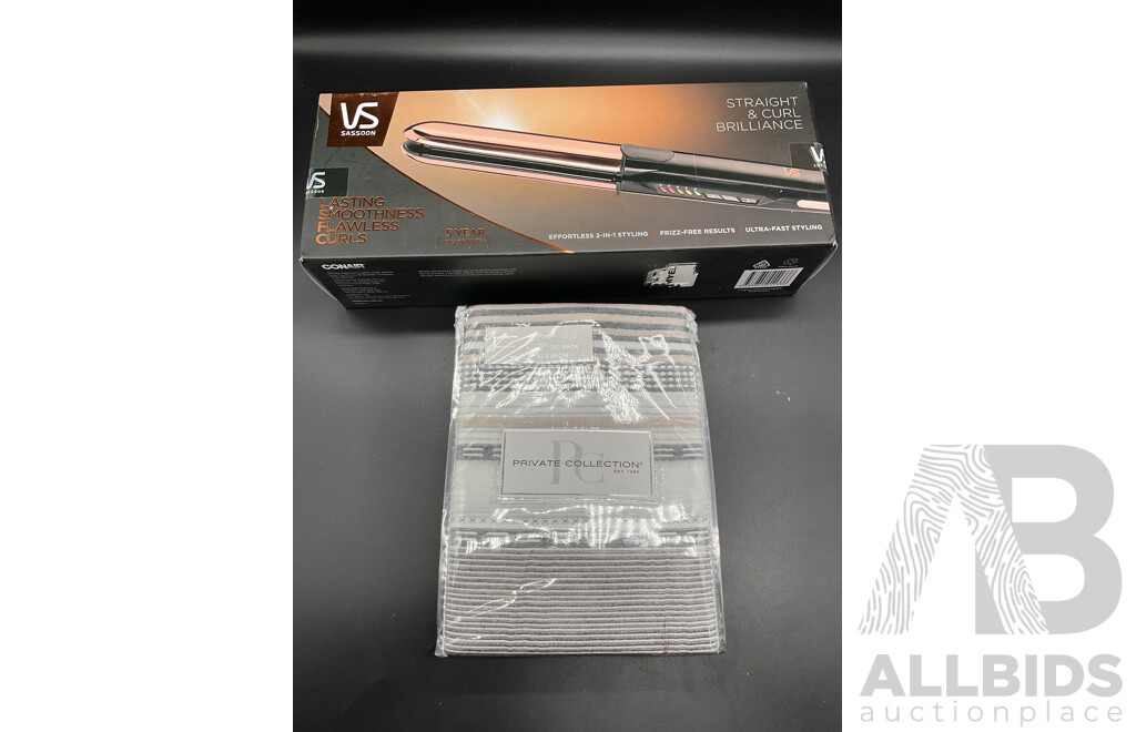 VS Straight & Curl Hair Styler and Europian Pillow Case - Lot of 2