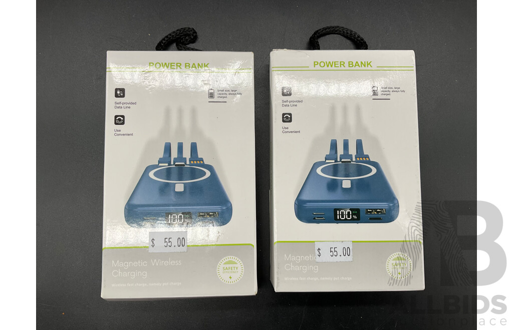 Magnetic Wireless Charging Power Bank - Lot of 2