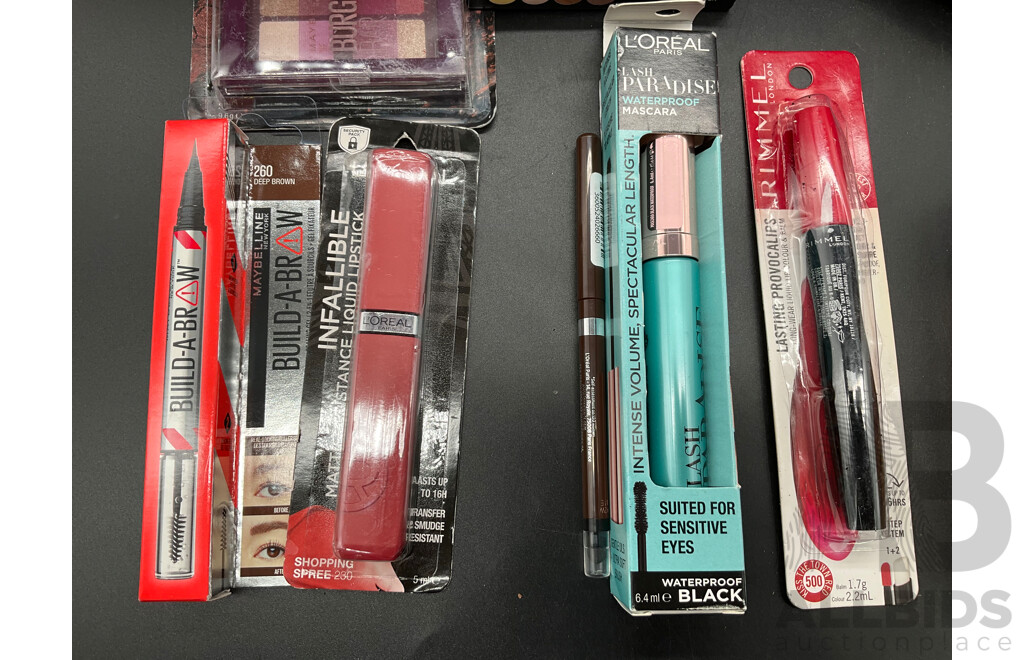 Assorted Cosmetics Including L'OREAL, RIMMEL, MAYBELLINE, REVLON and BONDS Socks - Lot of 9