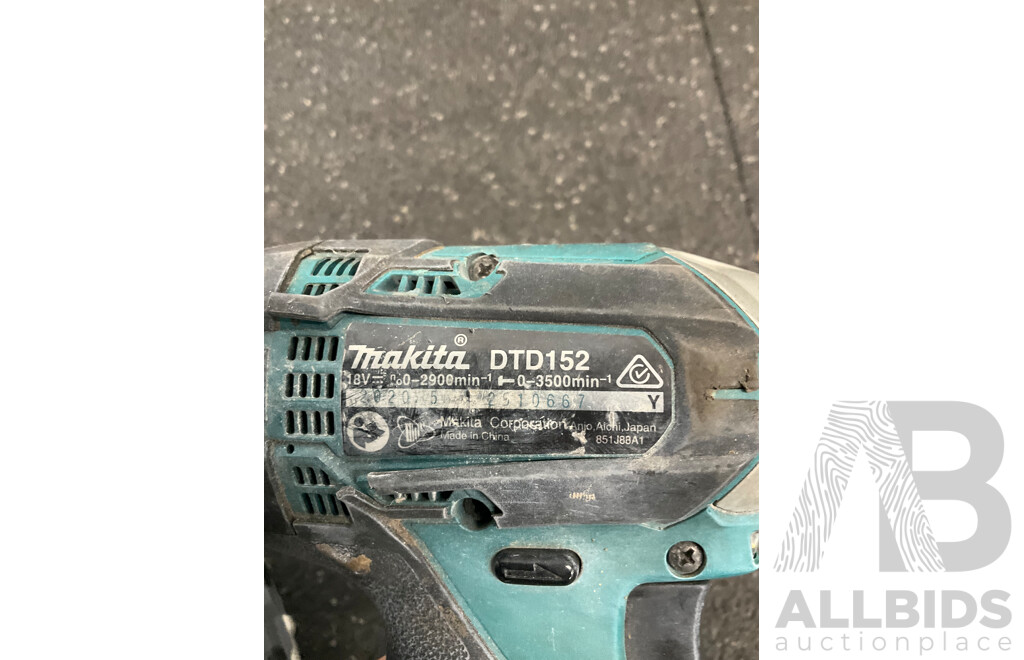 Assorted Power Tools - MAKITA (DTD152) Impact Driver, FERREX PRO Grinder, OZITO Reciprocating Saw and Tools