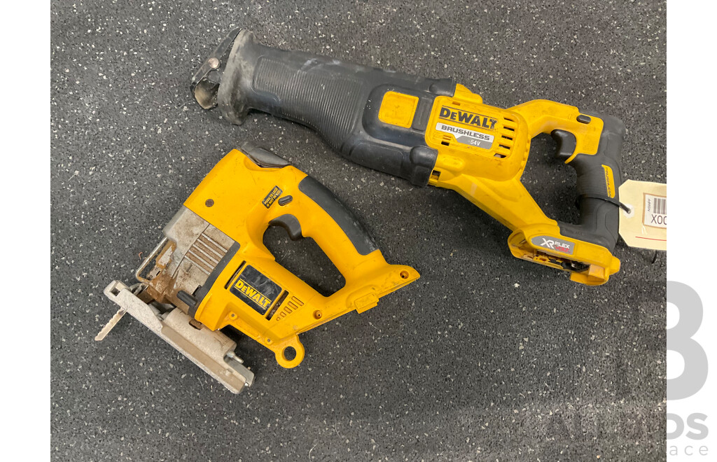 DeWALT 18V Power Tools - Brushless (DCS388) Reciprocating Saw and (DW933) Jigsaw - Lot of 2