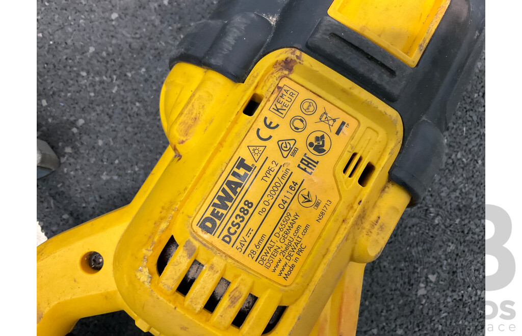 DeWALT 18V Power Tools - Brushless (DCS388) Reciprocating Saw and (DW933) Jigsaw - Lot of 2