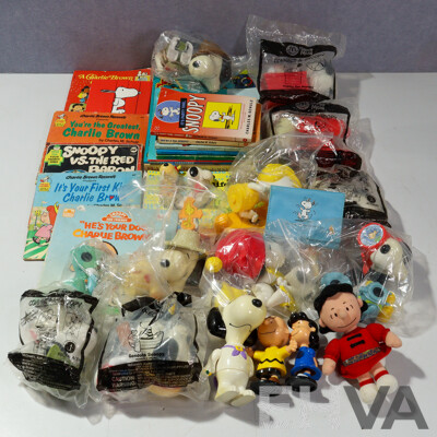 Large Collection Items Related to Snoopy Including Books, Soft Toys and More