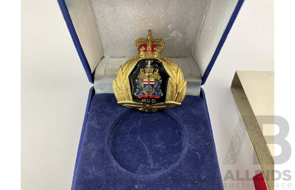 Great Britain and Northern Ireland 1970 Coin Set, Australian 2000 Paralympic Glass Medallion and M.S.B Badge