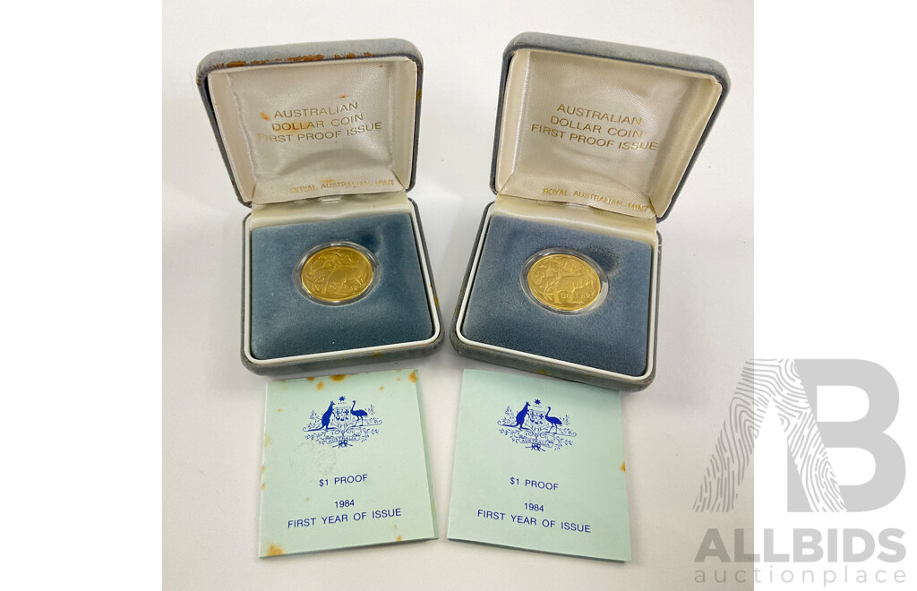 Two Australian RAM 1984 Proof One Dollar Coins, First Year Issue