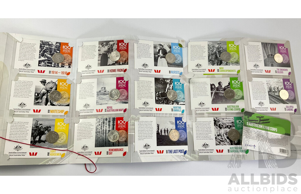 Three Australian RAM ANZAC Coin and Medal Sets Including 2016, 2017, 2018