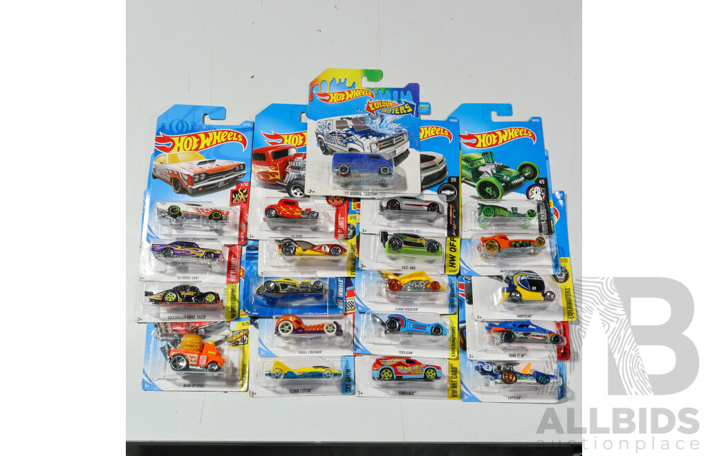 Twenty Boxed Hot Wheels Vehicles Including Expiremotors, Sky Show, HW Flames, Fast Foodie, HW Art Cars