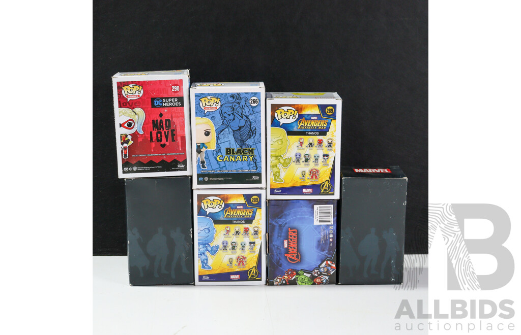 Collection of Marvel and Funko Pop! Figures Including Avengers, Thor, DC Super Heroes