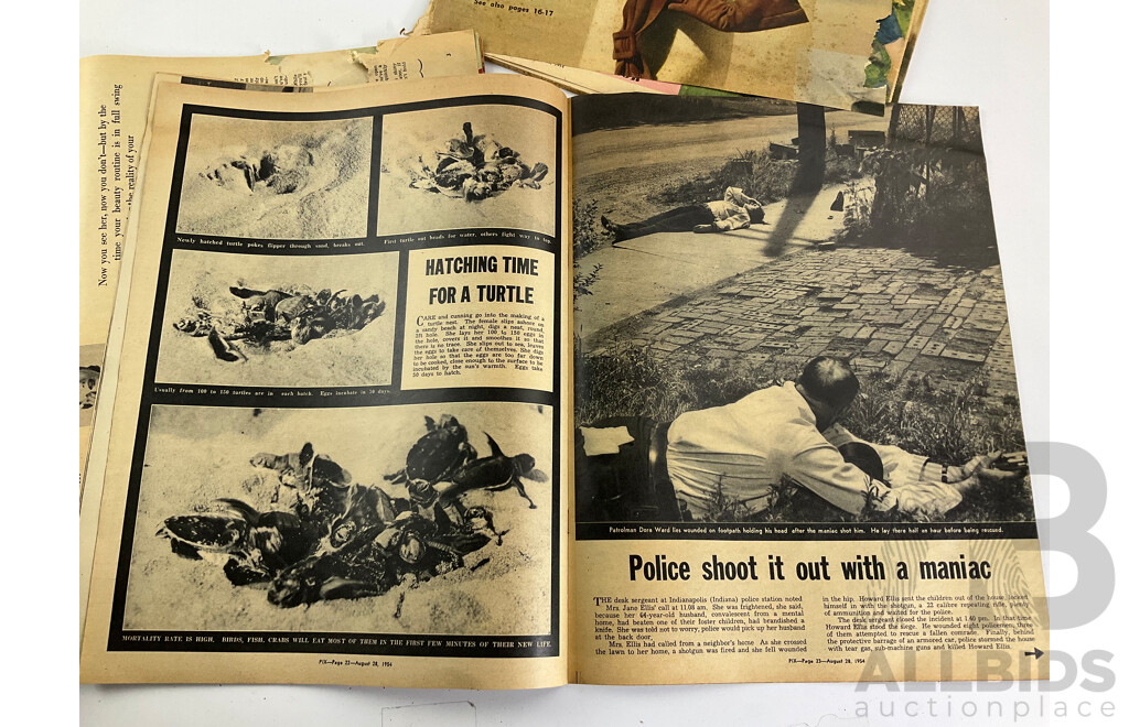 Collection of Australian 1950's Magazine Publications Including Women's Weekly, Pix, A.M - The Australian Magazine, Women and Album of Vintage Photo Album of WW1 Services