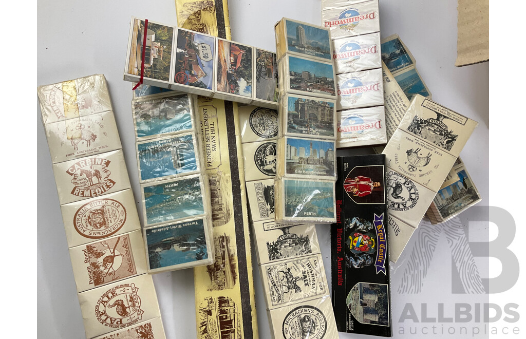 Box of Vintage Match Books and Boxes of Mostly Australian Restaurants, Businesses and Destinations Including Ettamogah Pub, Surfers Paradise, Hannah, Redheads