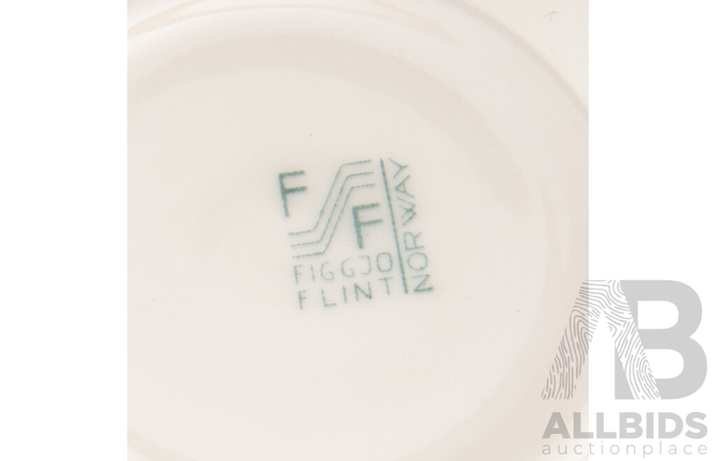 Set Four Mid Century Figgjo Flint Turi Design Lotte Hand Painted Silkscreen Porcelain Duos