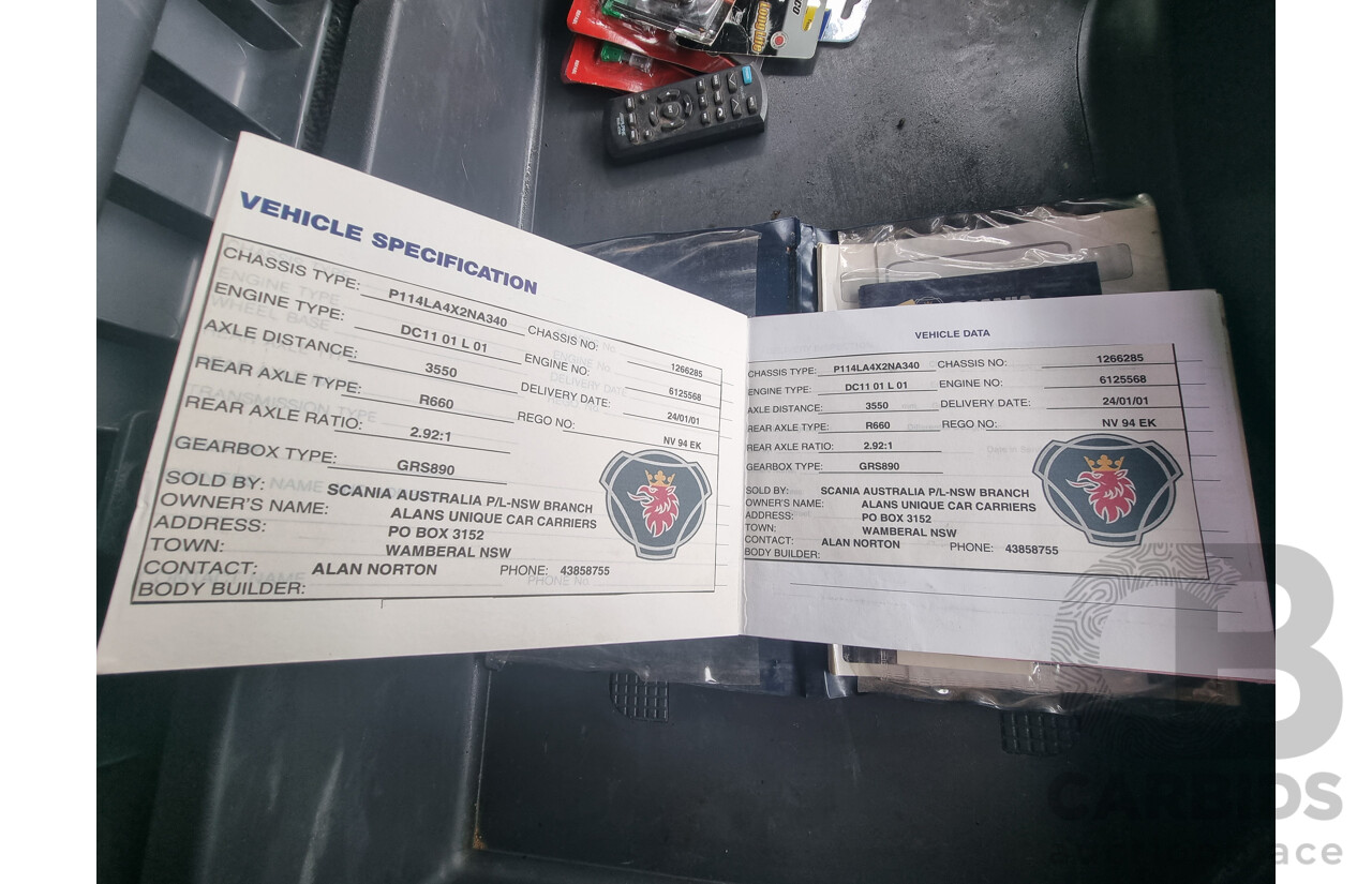 01/2001 Scania P114L 340 4x2 Short Combo Prime Mover With Turn Table