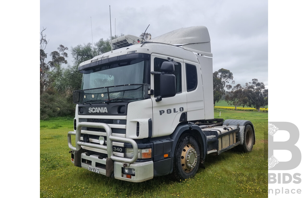 01/2001 Scania P114L 340 4x2 Short Combo Prime Mover With Turn Table