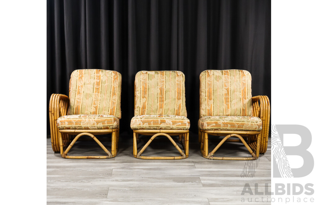 Vintage Cane Pretzel Three Seater Lounge by Paul Frankl