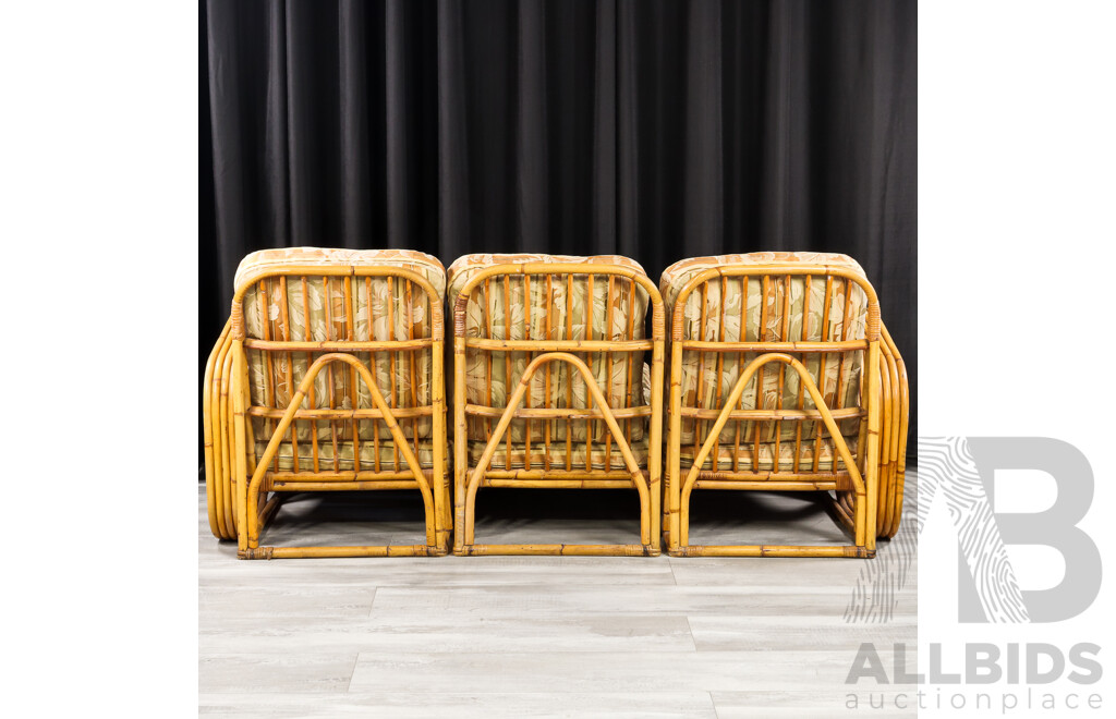 Vintage Cane Pretzel Three Seater Lounge by Paul Frankl