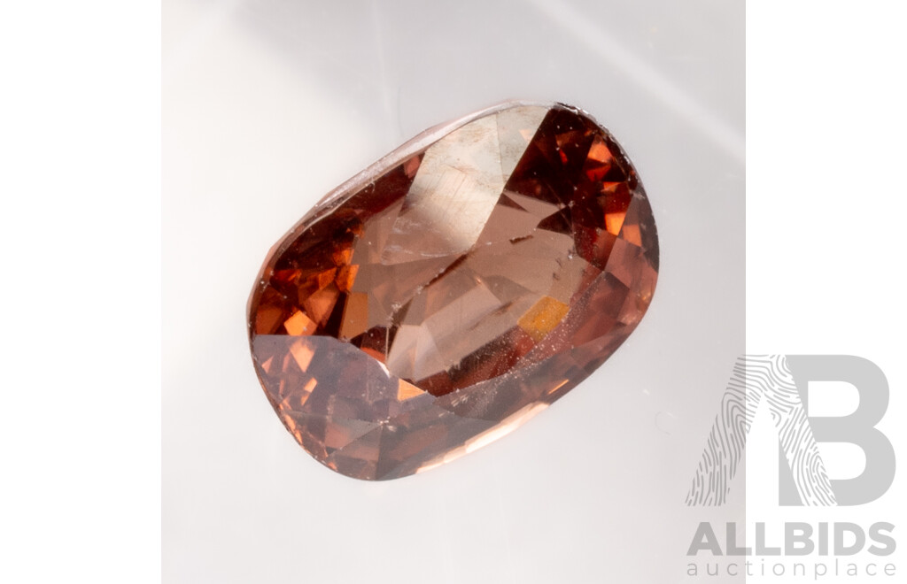 Imperial Champagne Zircon, Natural Untreated Cushion Cut Gemstone, Tanzania, 1.89ct