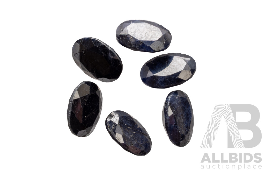Australian Dark Blue Sapphires, (6) Natural Oval Cut Gemstones, 6.50ct