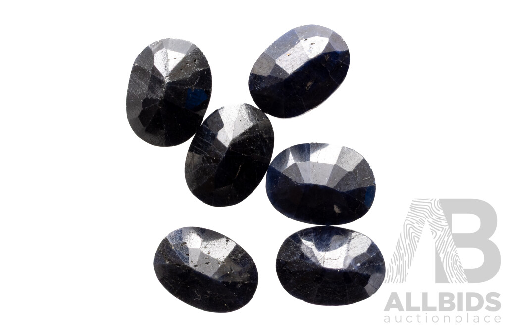 Australian Dark Blue Sapphires, (6) Natural Oval Cut Gemstones, 6.50ct