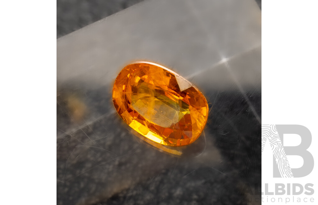 Yellow Sapphire, Natural Oval Cut Gemstone, Thailand, 1.07ct