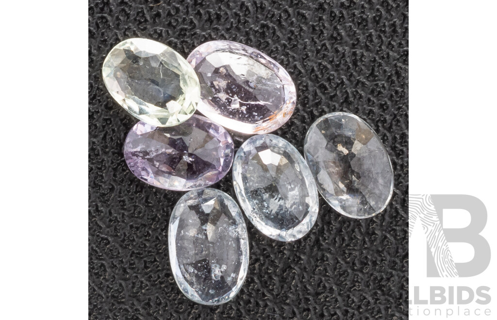 Sapphire, (6) Natural Unheated Gelato Coloured Oval Cut Gemstones, 3.22ct