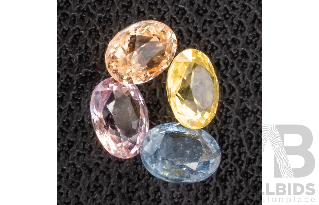 Sapphires (4) Natural Parti Colour Oval Cut Gemstones, Madagascar, 1.85ct