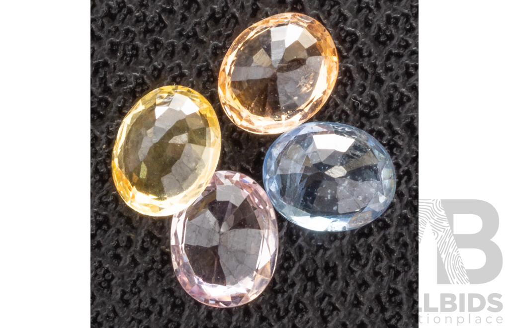 Sapphires (4) Natural Parti Colour Oval Cut Gemstones, Madagascar, 1.85ct