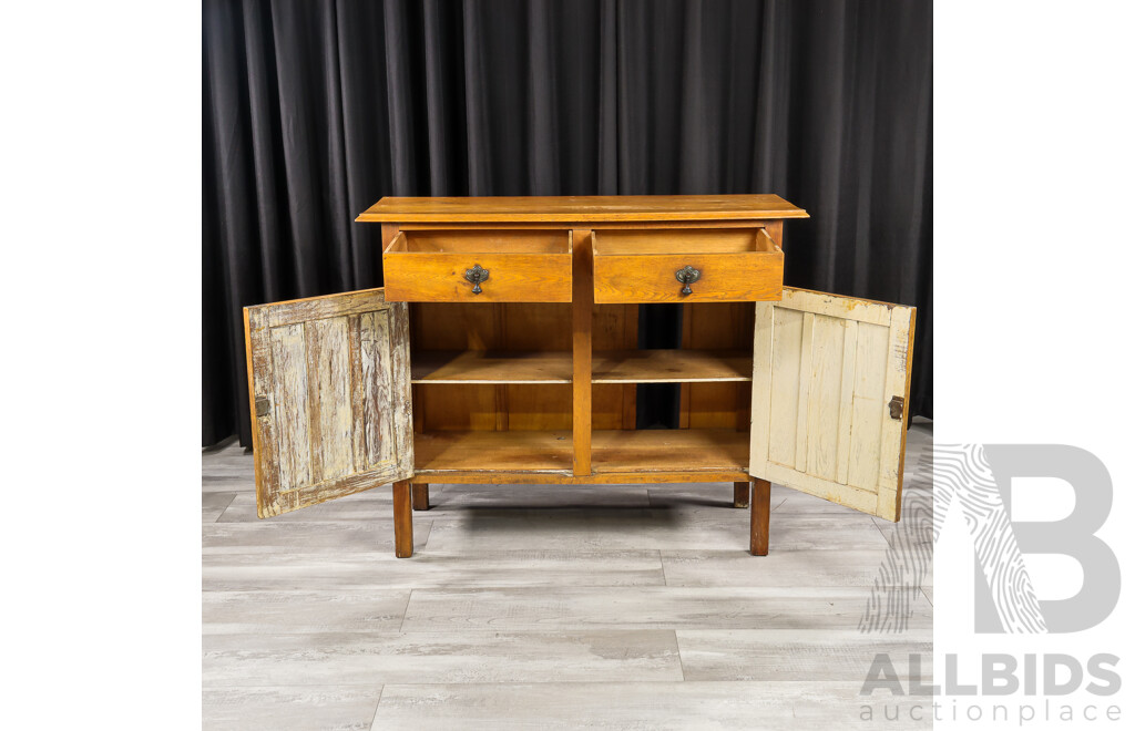 Elevated Oak Two Door Cabinet with Two Drawers