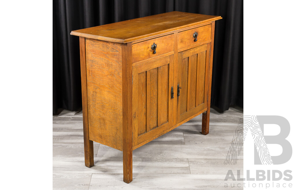 Elevated Oak Two Door Cabinet with Two Drawers